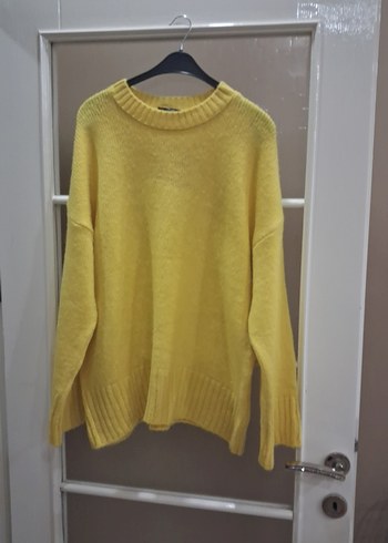 Sarı Oversize Kadın Örgü Kazak