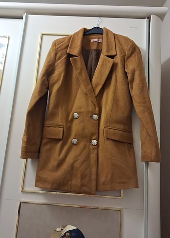 Düğmeli Kahverengi Süet Kadın Blazer