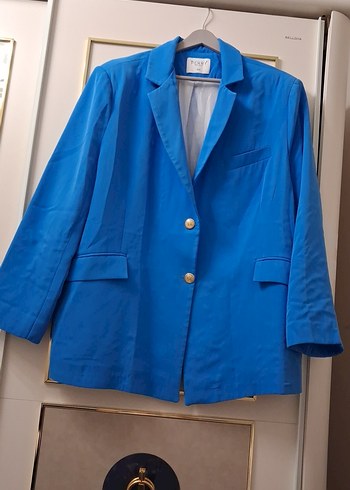 Mavi Düğmeli Kadın Blazer Ceket