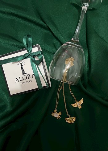 Alora markası Çelik sıfır kolye ve küpe