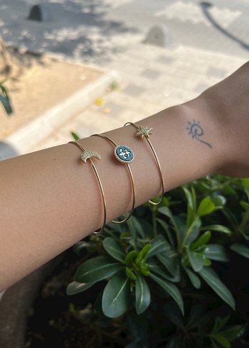 Beden turkuaz Renk 3lü Çelik Gold renk bileklik
