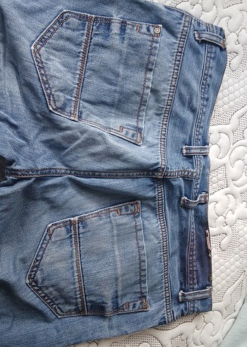 Düğmeli Erkek Mavi Denim Pantolon - Görsel 3