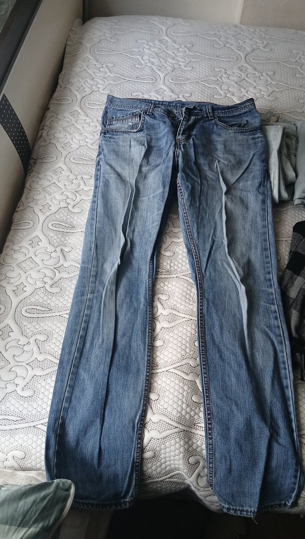 Düğmeli Erkek Mavi Denim Pantolon - Görsel 2
