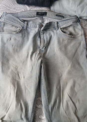 Gri Düğmeli Kadın Midi Denim Pantolon - Görsel 2