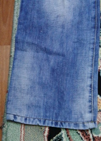 Erkek Mavi Bağlamalı Düğmeli Bol Kesim Kot - Görsel 3