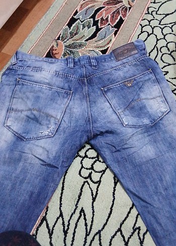 Erkek Mavi Bağlamalı Düğmeli Bol Kesim Kot - Görsel 7