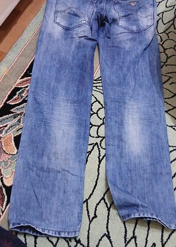 Erkek Mavi Bağlamalı Düğmeli Bol Kesim Kot - Görsel 8