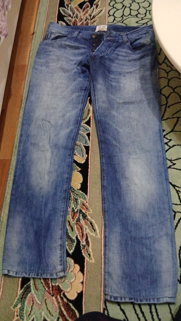 Erkek Mavi Bağlamalı Düğmeli Bol Kesim Kot - Görsel 2