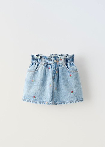 Zara YENİ çiçekli kot etek - Görsel 2