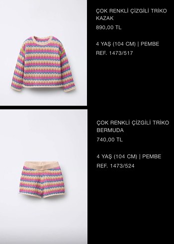 Zara çizgili triko takım - Görsel 5