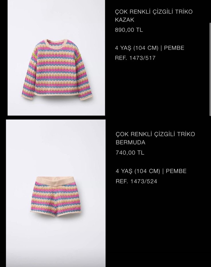 Zara çizgili triko takım - Görsel 5