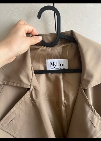 Bej Kadın Midi Trençkot, Düğmeli, Minimalist