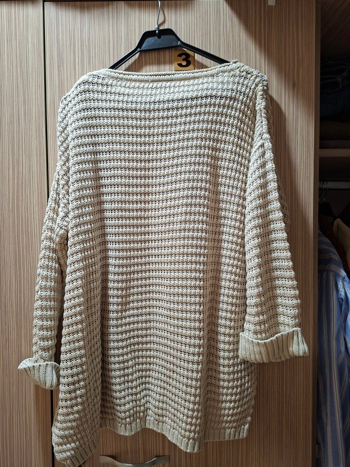 Bej Örgü Kadın Triko Kazak - Görsel 2