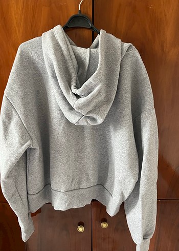 m Beden Gri Kapüşonlu Michigan Baskılı Sweatshirt