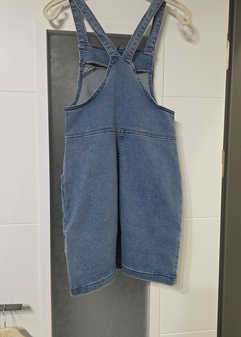 Fermuarlı Mavi Denim Midi Tulum - Görsel 4