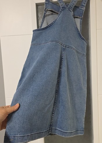 Fermuarlı Mavi Denim Midi Tulum - Görsel 3