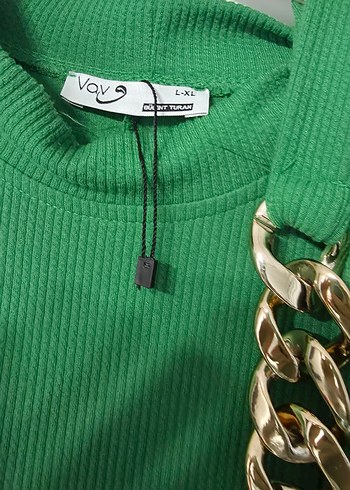 Zincir Detaylı Yeşil Kadın Elbise - Görsel 5