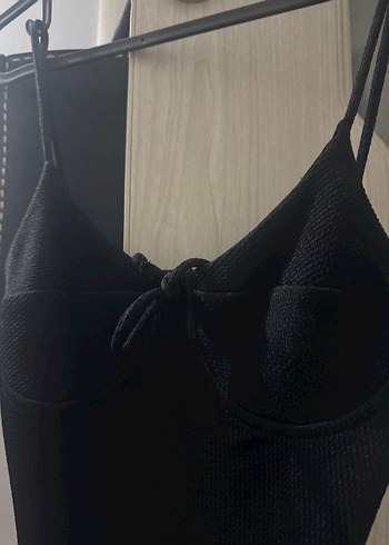 Zara Siyah Strappy Fitilli Kadın Mayo