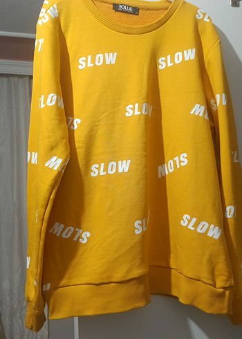 Sarı Baskılı Uzun Kollu Salaş Sweatshirt - Görsel 3