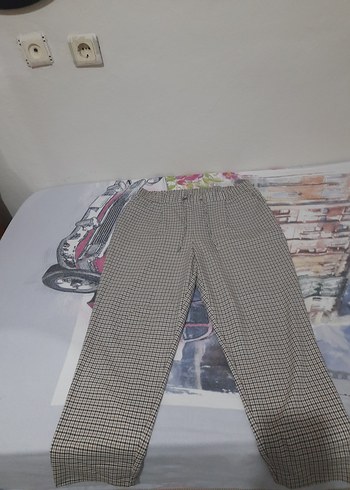 Düğmeli Bej Kadın Kumaş Pantolon - Görsel 3