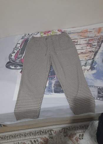 Düğmeli Bej Kadın Kumaş Pantolon - Görsel 5