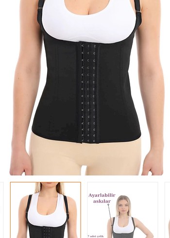 Ayarlanabilir Siyah Lateks Korse, 7 Çelik Balenli - Görsel 3