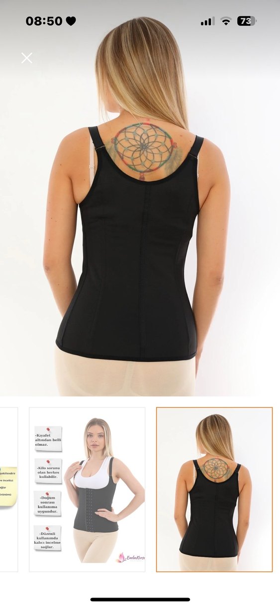 Ayarlanabilir Siyah Lateks Korse, 7 Çelik Balenli - Görsel 2