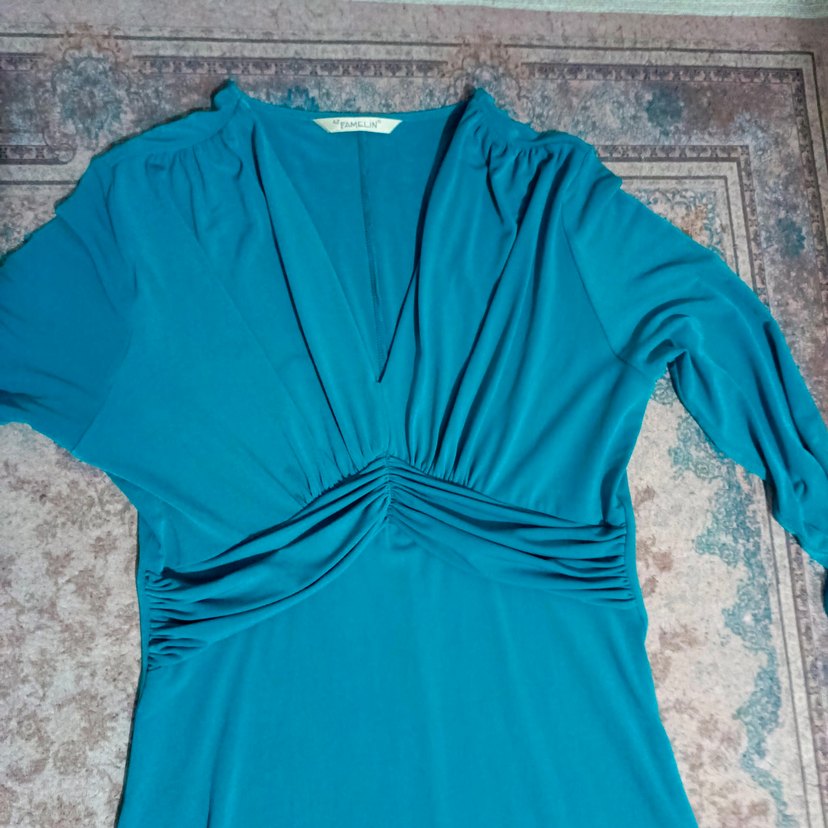 Parlak Turkuaz elbise - Görsel 2