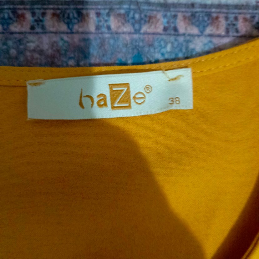 hardal sarısı Uzun Kollu Salaş Midi Tunik - Görsel 3