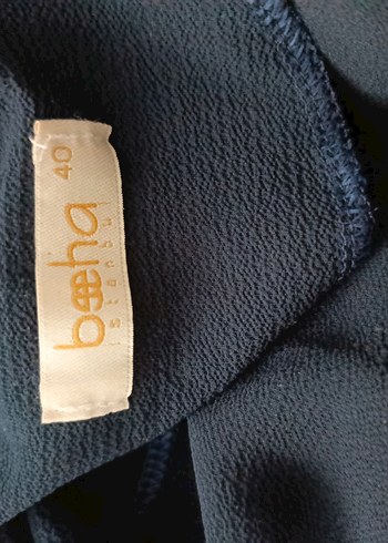 Düğmeli lacivert Uzun Kadın Elbise - Görsel 3