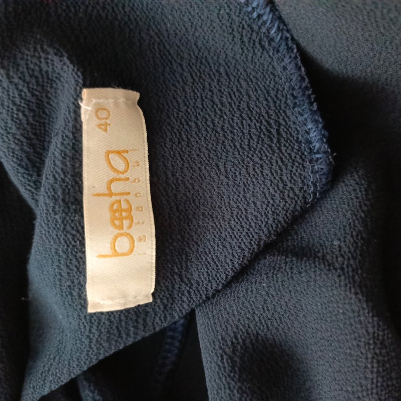 Düğmeli lacivert Uzun Kadın Elbise - Görsel 3