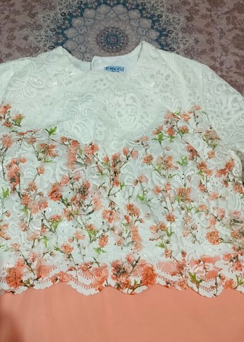 Uzun Kollu Dantel Detaylı Pembe Abiye Elbise - Görsel 3