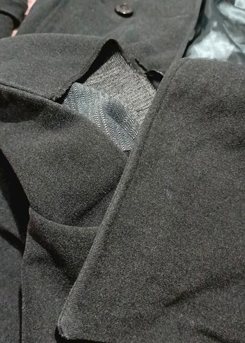 Gri Uzun Düğmeli Kadın Kaban - Görsel 3