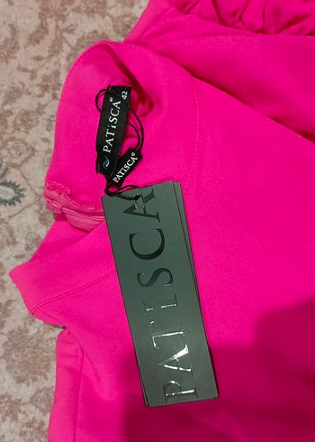 Pembe Uzun Kollu hakı Yaka gıbı yuvarlak Kadın Elbise - Görsel 3