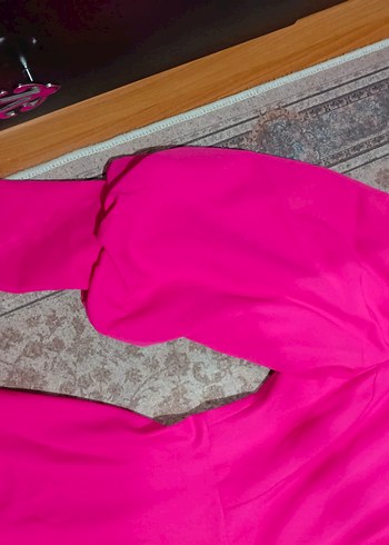 Pembe Uzun Kollu hakı Yaka gıbı yuvarlak Kadın Elbise - Görsel 4