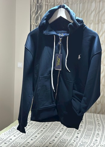 Lacivert Kapüşonlu Polo Sweatshirt