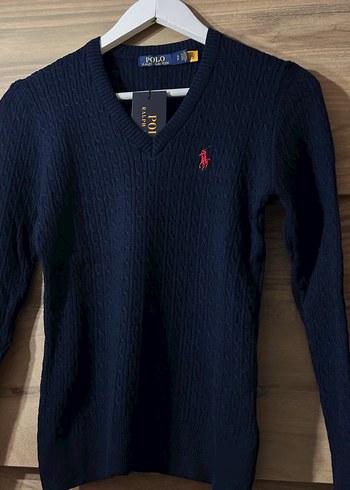 Polo Ralph Lauren Lacivert V Yaka Örgü Yün Kazak