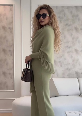 Püsküllü Straplez Kadın Triko 2li Takım - Görsel 2