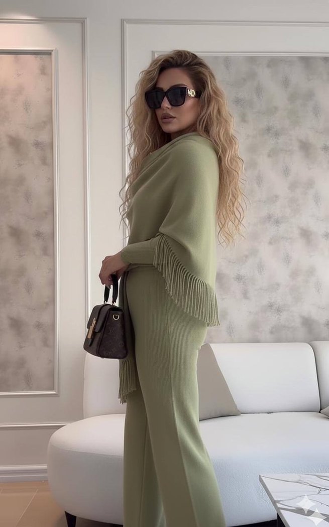 Püsküllü Straplez Kadın Triko 2li Takım - Görsel 2