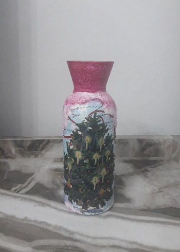 Beyaz Yapay Çiçekli Pastel Vazo - Görsel 2