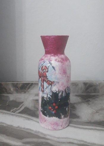 Beyaz Yapay Çiçekli Pastel Vazo - Görsel 3