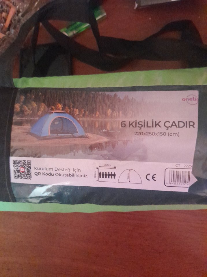 6 Kişilik Baskılı Camel Renk Çadır 220x250x150 cm - Görsel 2