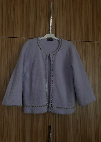 Kadın On marka Mor Triko Midi Ceket - Görsel 2