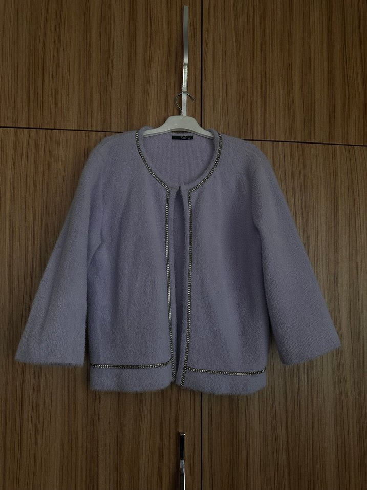 Kadın On marka Mor Triko Midi Ceket - Görsel 2