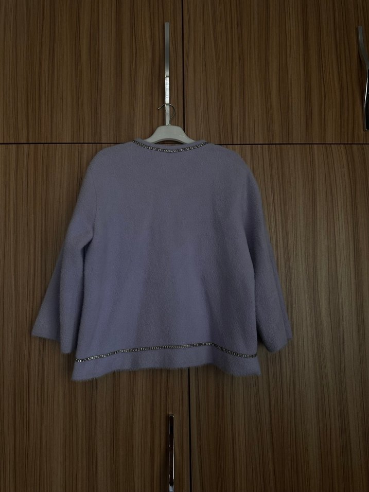 Kadın On marka Mor Triko Midi Ceket - Görsel 3