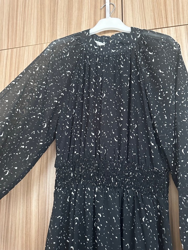 Kadın Siyah Uzun Piliseli Elbise - Görsel 3