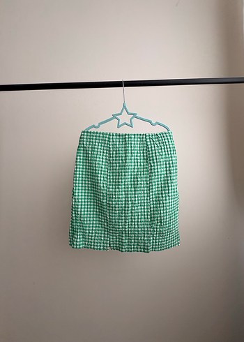 Yeşil Kareli Pilili Midi Etek - Görsel 2