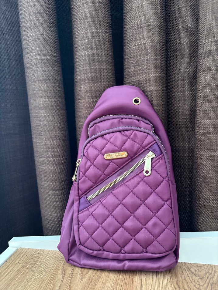 Mor Fermuarlı Kadın Çapraz Çanta - Görsel 2