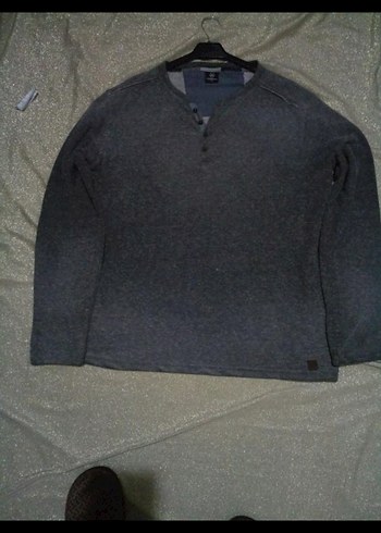 Diğer Gri Düğmeli Erkek Pamuklu Sweatshirt