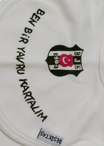 Beşiktaş Baskılı Beyaz Bebek Önlüğü - Görsel 4